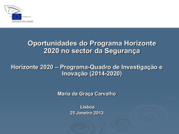 Oportunidades do Programa Horizonte 2020