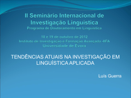 Tendências atuais na investigação em Linguística Aplicada