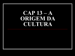 CAP 13 - A ORIGEM DA CULTURA
