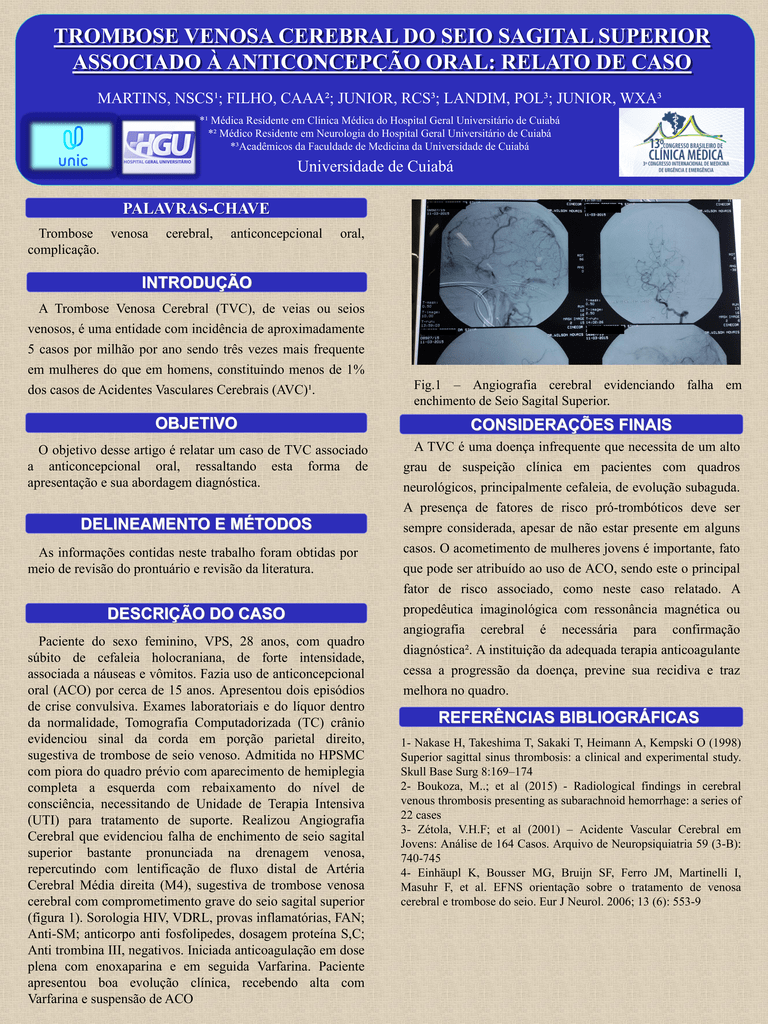 Vascular cerebral trombose e sagital acidente