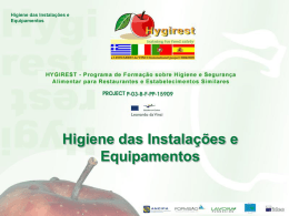 Higiene das Instala&ccedil;&otilde;es e Equipamentos