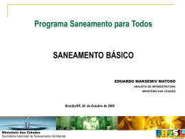 Programa Saneamento para Todos - Minist&eacute;rio das