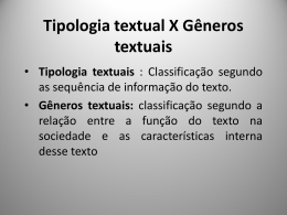 Tipologia textual e Gêneros textuais. - Guia