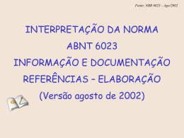 Fonte: NBR 6023 &ndash; Ago/2002