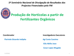 Produ&ccedil;&atilde;o de Hort&iacute;colas a partir de Fertilizantes Org&acirc;nicos