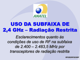 Anatel Uso da Subfaixa de 2,4 GHz – Radiação Restrita