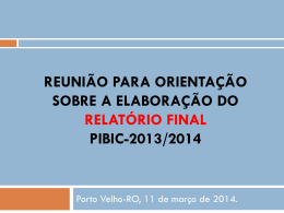 Slides - Elaboração do Relatório Final 2013/2014 - PIBIC