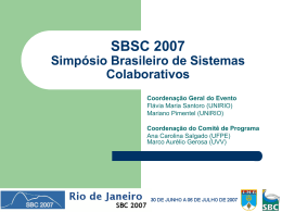 Apresentação SBSC 2007 - Sociedade Brasileira de Computação