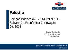 Palestra FINEP - SUBVENÇÃO - Assespro-RJ