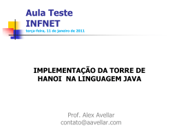 IMPLEMENTA&Ccedil;&Atilde;O DA TORRE DE HANOI NA