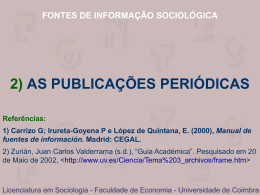 fontes de informação sociológica 2.1) tipos de publicações periódicas
