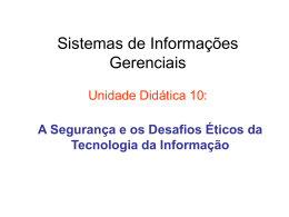 Sistemas de Informações Gerenciais Unidade Didática 10: