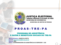 Apresentação PROAS 2009 - Tribunal Regional Eleitoral do Pará