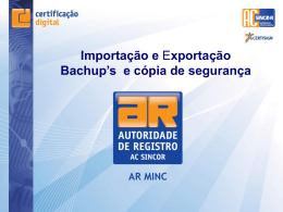 Import e Export do Backup