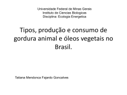 Tipos, produção e consumo de gordura animal e óleos vegetais no