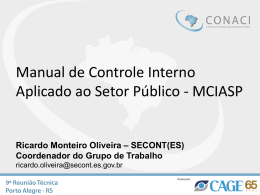 Ricardo Monteiro Oliveira: Manual de Controle Interno