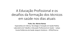 A Educa&ccedil;&atilde;o Profissional e os desafios da forma&ccedil;&atilde;o dos t&eacute;cnicos em