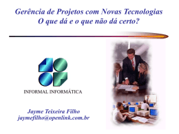Ger&ecirc;ncia de Projetos com Novas Tecnologias