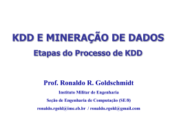 ETAPAS DO PROCESSO DE KDD Mineração de Dados