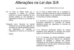 Altera&ccedil;&otilde;es na Lei das S/A