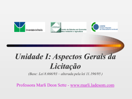Aspectos Gerais da licita&ccedil;&atilde;o - Direito Ambiental