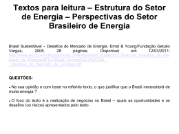 Textos para leitura – Estrutura do Setor de Energia – agentes setoriais