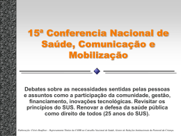15ª Conferência Nacional de Saúde, Comunicação e Mobilização