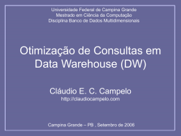 Otimização de Consultas em Data Warehouse