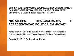 Royalties desigualdades e representação política em Macaé