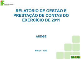 SEMINÁRIO RELATÓRIO DE GESTÃO