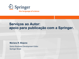 apoio para publicação com a Springer, Mariana R. Biojone (Springer)