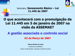 Saneamento Básico – Lei 11.445 de 2007