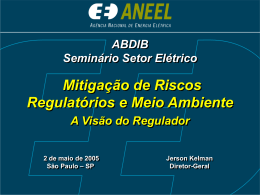 O Marco Institucional e Regulatório do Setor Elétrico Brasileiro