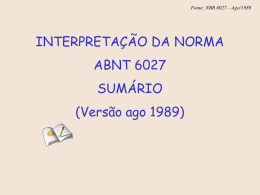 Fonte: NBR 6027 &ndash; Ago/1989