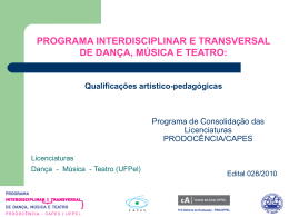 CAPES – UFPel 2011 – Programa interdisciplinar e transversal de