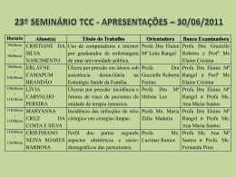 Apresentações dos TCC`s nos dias 30 de Jun e 1 de Jul 2011