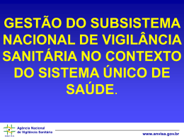 gest&atilde;o do subsistema nacional de vigil&acirc;ncia sanit&aacute;ria