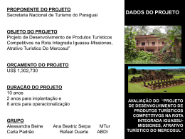 projeto de desenvolvimento de produtos tur&iacute;sticos