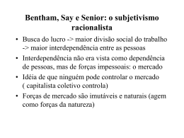 Bentham, Say e Senior: o subjetivismo racionalista