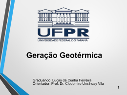 Geração Geotérmica - Prof. Dr. Clodomiro Unsihuay Vila