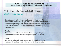 MBC - REDE DE COMPETITIVIDADE Instituições que promovem a