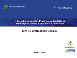 Siafi e informa&ccedil;&otilde;es oficiais