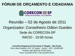 F&Oacute;RUM DE OR&Ccedil;AMENTO E CIDADANIA - Corecon-SP