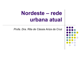 Nordeste – quadro urbano atual