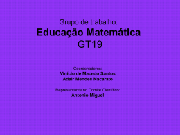 Grupo de trabalho: Educação Matemática GT19