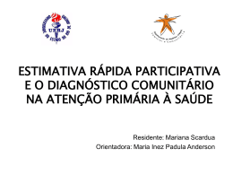 estimativa r&aacute;pida participativa e o diagn&oacute;stico comunit&aacute;rio na