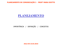 PLANEJAMENTO DE CAMPANHA PUBLICITÁRIA I