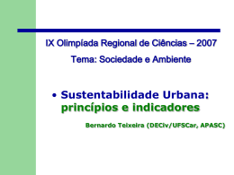 Sustentabilidade Urbana: princípios e indicadores