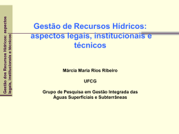 Gest&atilde;o dos Recursos H&iacute;dricos: aspectos legais, institucionais e