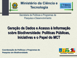 INICIATIVAS DO MCT